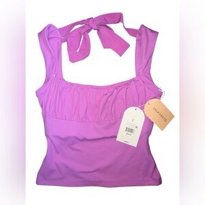 Blogilates Bow Back Tank First Bloom Purple Small NWT